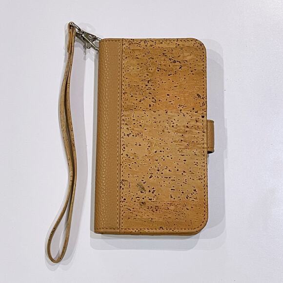 NEW Queork iPhone XS Max Wallet Cell Phone Case Cork Folio Wristlet Strap Vegan - Picture 2 of 6